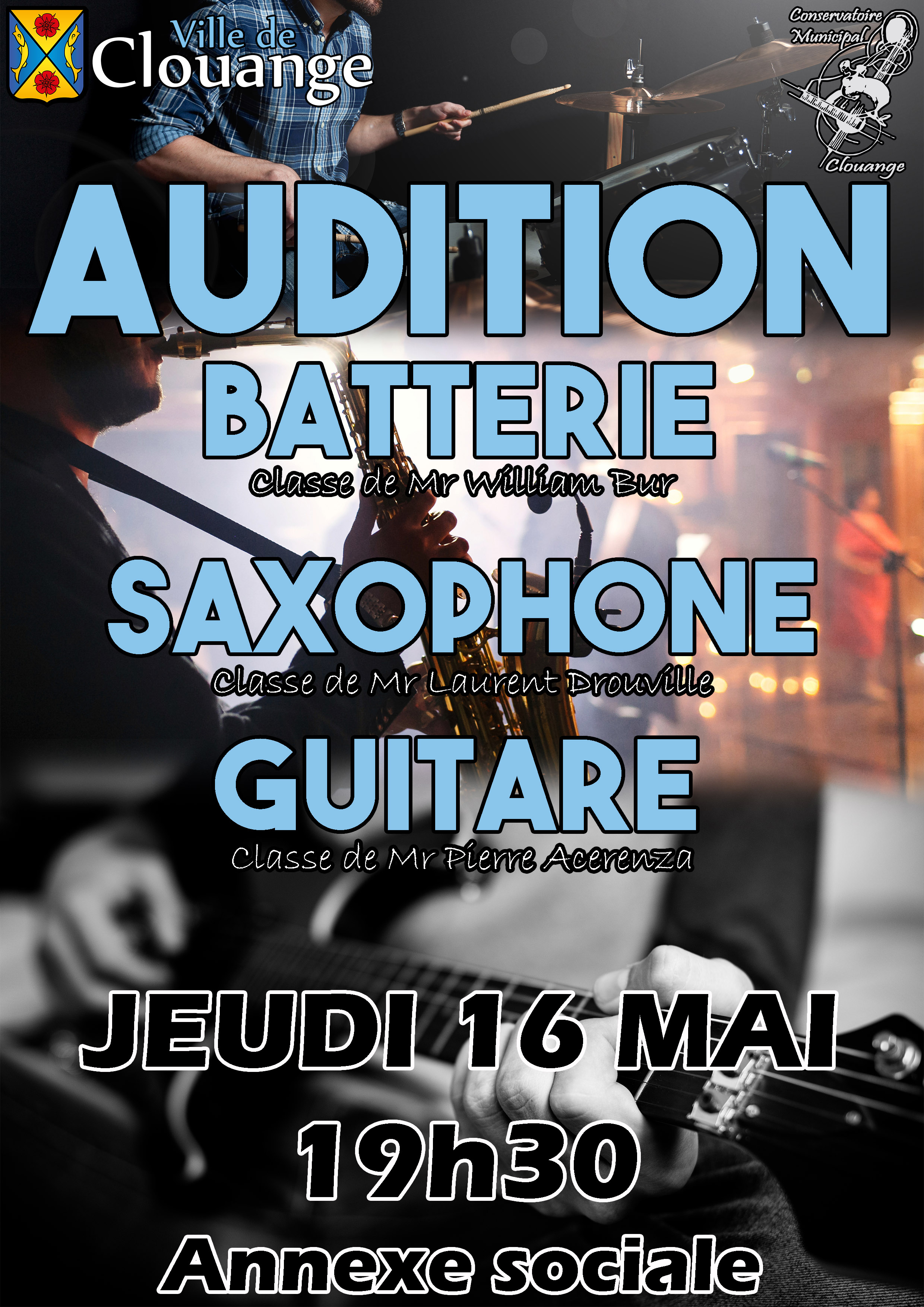 Audition de Batterie, Saxophone et Guitare